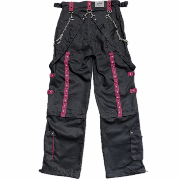 Cyber Goth Pants Black / Burgundy Red - Afbeelding 2