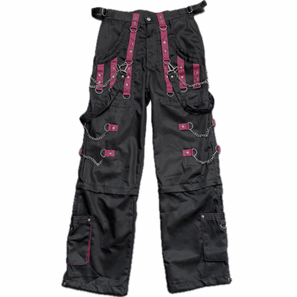 Cyber Goth Pants Black / Burgundy Red