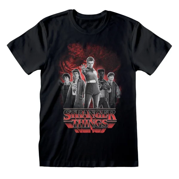 STR10161TSB-StrangerThings-GroupWithVecnaBehindBW-UnisexBlackTee
