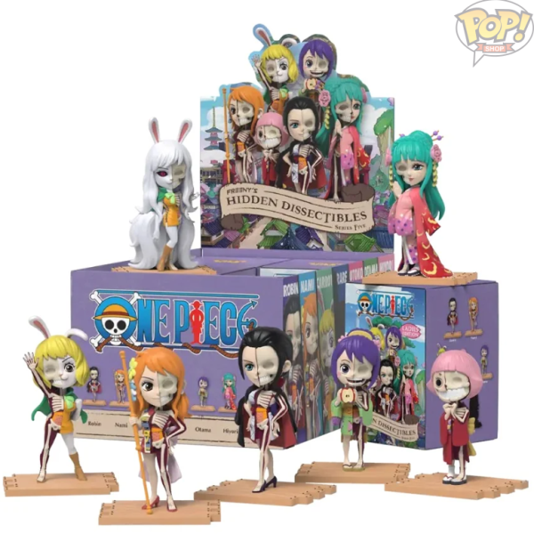 Set sail with this edition of Freeny's Hidden Dissectibles: One Piece Funboxx series, featuring the fierce and inspiring ladies of One Piece! Each character embodies strength and resilience in their own unique way, from the "Demon Child" Nico Robin's fearsome fighting skills to Kozuki Hiyori's incredible mental fortitude following her father's tragic passing.  Designed by the renowned artist Jason Freeny, each figurine in this series features his signature half-and-half dissected art style, showcasing the intricate details and inner workings of each character. These expertly crafted figures capture the essence of the powerful women of One Piece, bringing them to life in stunning detail. With seven female characters to collect, this series celebrates the diversity and strength of the women in the One Piece world!
