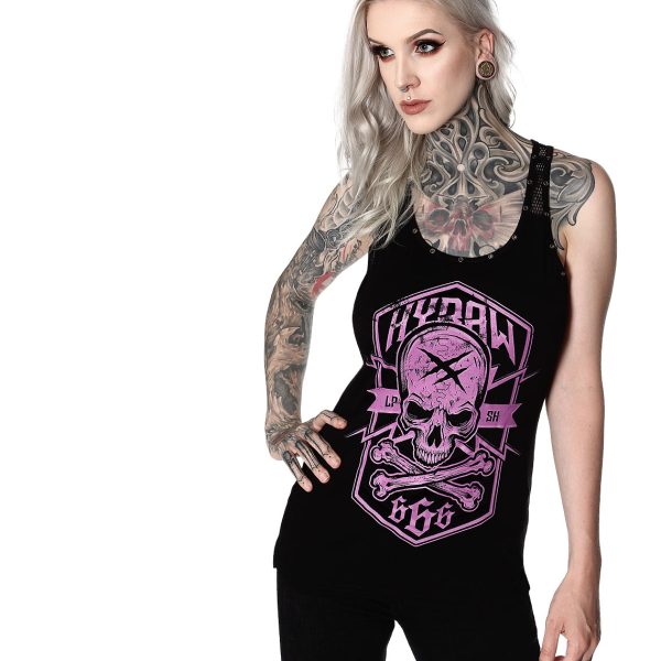 Inked model Lexy monster wearing Hyraw Clothing tank top