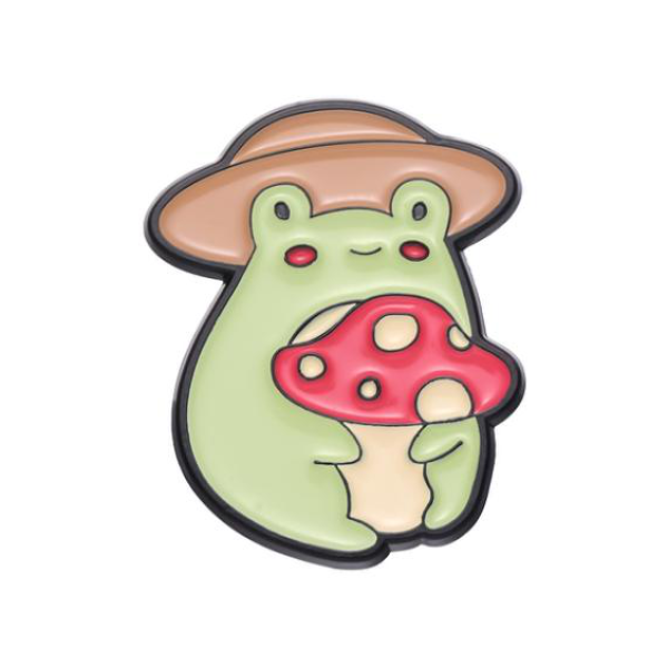 Frog With Mushroom Pin