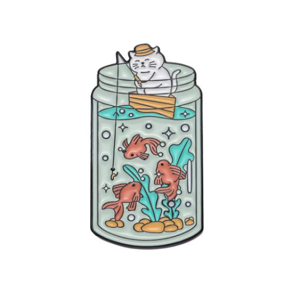 Cat fishing jar pin