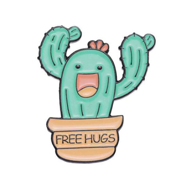 Free Hugs Cactus Pin